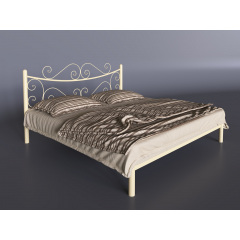 Двуспальная кровать металлическая Tenero Азалия 160х200 см металлическая бежевая с кованным изголовьем Одесса
