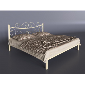 Двоспальне ліжко Tenero Азалія 160х200 см металеве бежеве з кованим узголів'ям 