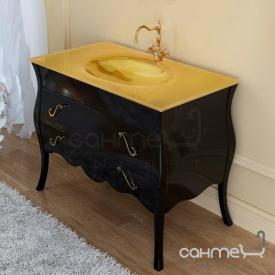 Тумба підлогова для ванної кімнати без раковини Marsan Dianne 1050 чорний фурнітура золото