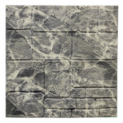 Декоративна 3D панель самоклеюча камінь чорно-білий мармур 700х700х7 мм Доманівка