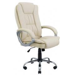 Офісне крісло керівника Richman Каліфорнія хром-опора коліщатка кожзам-бежевого кольору Кропивницький