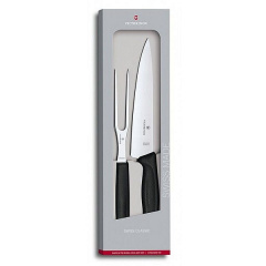 Кухонный набор нож и вилка Victorinox SwissClassic Carving Set Чёрный (6.7133.2G) Рівне