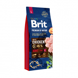 Сухой корм для взрослых собак крупных пород Brit Premium Adult L со вкусом курицы 15 кг (8595602526468)