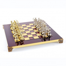 Шахматы Manopoulos «Лучники», латунь, деревянный футляр, цвет доски красный, размер 28х28см (S15RED)