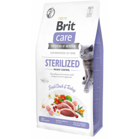Сухой корм для стерилизованных котов и котов с избыточным весом Brit Care Cat GF Sterilized Weight Control с уткой и индейкой 7 кг (8595602540785)