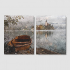 Модульная картина из двух частей Лодка Malevich Store 123x80 см (MK21222) Івано-Франківськ