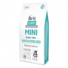 Сухой корм для взрослых собак миниатюрных пород с избыточным весом или стерилизованных Brit Care GF Mini Light Sterilised 7 ru Хмельницький