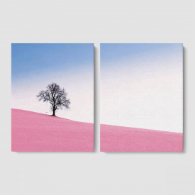 Модульная картина из двух частей Розовое Поле Malevich Store 123x80 см (MK21228)