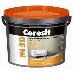Интерьерная краска Ceresit IN 50 BASIC, база А (белая) (10л) Херсон