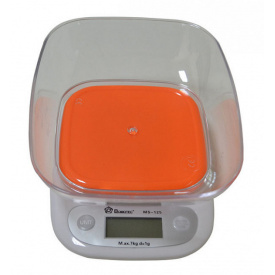 Весы кухонные электронные с чашей Domotec MS-125 до 7 кг Белый/Оранжевый (258653)
