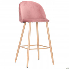 Барный стул Bellini розовый цвет ткани сидения на высоких металлических ножках под бук Одесса