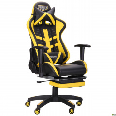 Кресло компьютерное AMF VR Racer BattleBee черный-желтый цвет для геймеров Киев