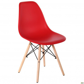 Красный стул AMF Aster-RL Wood 830х460х400 мм сидение из пластика на деревянных ножках