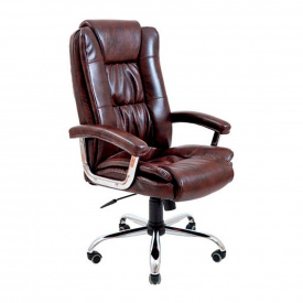 Офисное кресло Калифорния хром кожзам-коричневый Титан-Дарк-Браун