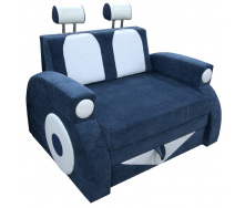 Раскладной детский диванчик машинка Ribeka Фаэтон с подлокотниками Синий (25M02)