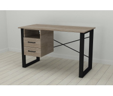 Письмовий стіл із ящиками Ferrum-decor Оскар 750x1400x700 метал Чорний ДСП Сонома Трюфель 16 мм (OSK0068)