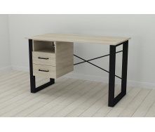 Письмовий стіл із ящиками Ferrum-decor Оскар 750x1400x600 метал Чорний ДСП Сонома 16 мм (OSK0025)