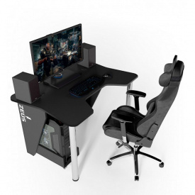 Ігровий стіл ZEUS IGROK-3L, чорний/чорний з LED підсвічуванням