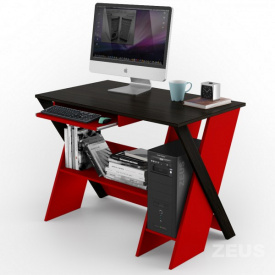 Компьютерный стол Comfy Home Zhuk Венге/Красный