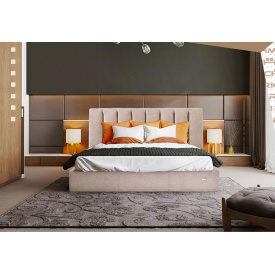 Ліжко Двоспальне Richman Санам VIP 180 х 200 см Місті Mocco З додатковою металевою цільносварною рамою Сіра