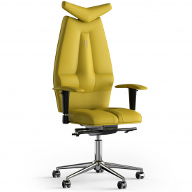 Кресло KULIK SYSTEM JET Экокожа с подголовником без строчки Желтый (3-901-BS-MC-0211)