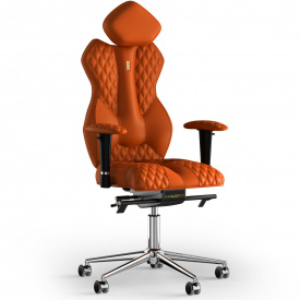 Кресло KULIK SYSTEM ROYAL Экокожа с подголовником со строчкой Оранжевый (5-901-WS-MC-0210)