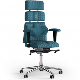Кресло KULIK SYSTEM PYRAMID Ткань с подголовником со строчкой Джинсовый (9-901-WS-MC-0511)