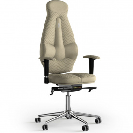Кресло KULIK SYSTEM GALAXY Ткань с подголовником со строчкой Кремовый (11-901-WS-MC-0501)