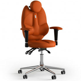 Кресло KULIK SYSTEM TRIO Экокожа с подголовником без строчки Оранжевый (14-901-BS-MC-0210)