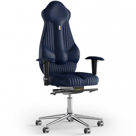 Кресло KULIK SYSTEM IMPERIAL Экокожа с подголовником со строчкой Темно-синий (7-901-WS-MC-0213)