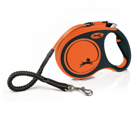 Поводок рулетка с амортизатором для собак Flexi Extrem Tape L 5 м до 65 кг Оранжевый