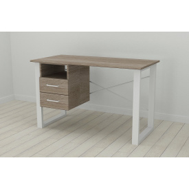 Письменный стол с ящиками Ferrum-decor Оскар 750x1400x700 металл Белый ДСП Сонома Трюфель 16 мм (OSK0075)
