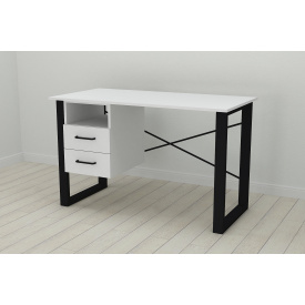 Письменный стол с ящиками Ferrum-decor Оскар 750x1400x600 металл Черный ДСП Белое 16 мм (OSK0022)