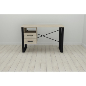 Письменный стол с ящиками Ferrum-decor Оскар 750x1200x600 металл Черный ДСП Сонома 16 мм (OSK0004)