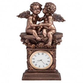 Настольные часы Шепчущиеся ангелочки 20 см Veronese AL84479 Коричневый