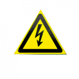 Знак-наклейка Обережно! Електрична напруга (d40 мм)