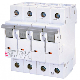 Автоматичний вимикач ETIMAT6 3p+N C20A ETI