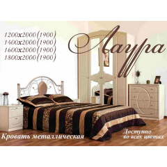 Кровать Металл-Дизайн Лаура 1900(2000)х1600 мм черный бархат Киев