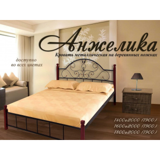 Кровать Металл-Дизайн Анжелика на деревянных ногах 1900(2000)х1600 мм черный бархат