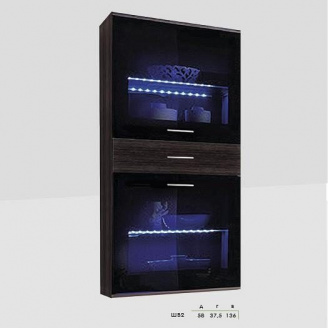 Шкаф навесной Модерн Флоренция 2ШВ2 580х380х1360 мм венге магия/стекло