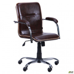 Офисное кресло АМФ Самба-RC Хром Софт коричневое с кантом Винница