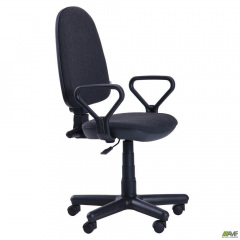 Офисное кресло АМФ Комфорт Нью ткань-черное пластик на колесиках Винница