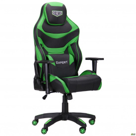 Комп'ютерне крісло AMF VR Racer Expert Champion кожзам чорно-зелений для геймерів