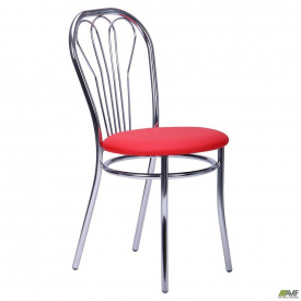 Кухонний стілець AMF Велес 830х400х500 мм хром червоне сидіння м'яке для кафе