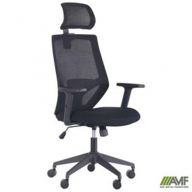 Офисное кресло Lead Black HR сетка черная с подголовником