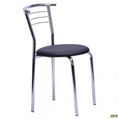 Обеденный стул Маркос АМФ хром ножки круглое сидение черного цвета для кухни кафе Днепр