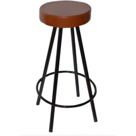 Барний стілець високий Діана коричневе м'яке сидіння на металевих ніжках чернного кольору