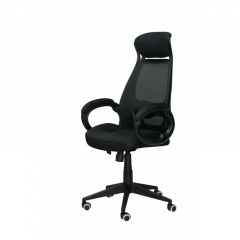 Крісло офісне Briz black чорне сітчасте з підголівником і м'якими підлокітниками для роботи за комп'ютером Суми