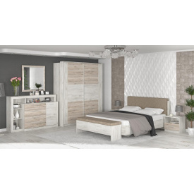 Спальня Мебель-Сервис Ким модульный комплект из 6 элементов в дсп дуб-крафт белый + сан-ремо