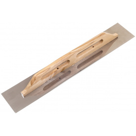 Терка – гладилка Polax с деревянной ручкой и нержавеющим полотном гладкая 125х680 мм (100-095)
